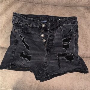 American Eagle Outfitters Charcoal Distressed Jean Shorts